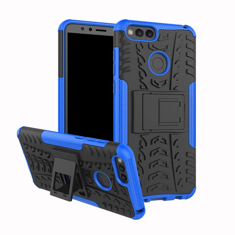 Tyre Pattern 2-in-1 PC + TPU Hybrid Back Cover with Kickstand for Huawei Honor 7X