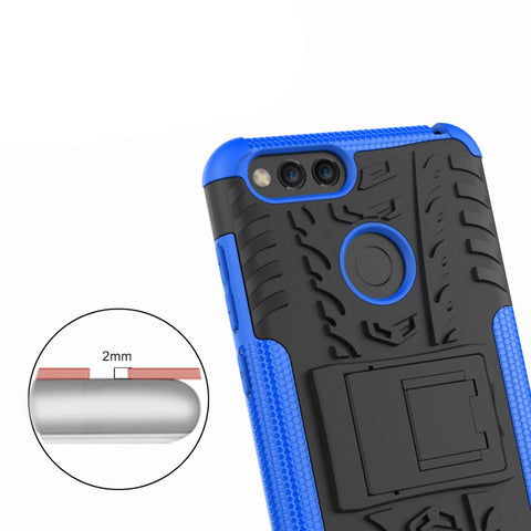 Tyre Pattern 2-in-1 PC + TPU Hybrid Back Cover with Kickstand for Huawei Honor 7X