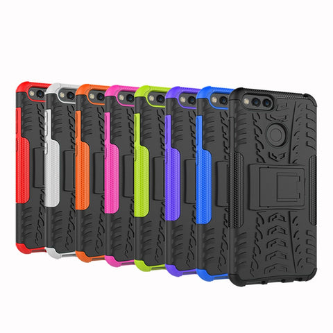 Tyre Pattern 2-in-1 PC + TPU Hybrid Back Cover with Kickstand for Huawei Honor 7X