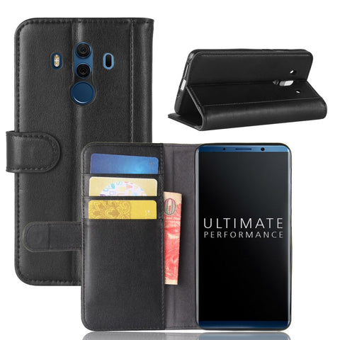 Genuine Split Leather Magnetic Cover Case with Card Slots for Mate 10 Pro