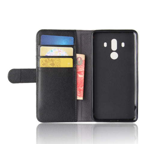 Genuine Split Leather Magnetic Cover Case with Card Slots for Mate 10 Pro