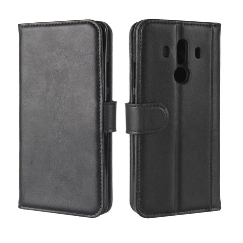 Genuine Split Leather Magnetic Cover Case with Card Slots for Mate 10 Pro