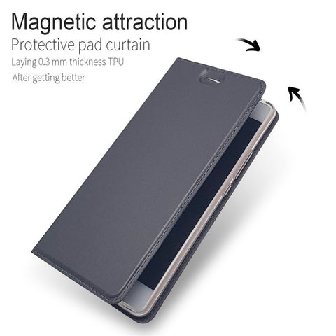 Magnetic Attraction Card Holder Leather Phone Shell for Huawei P9 Lite / G9 Lite