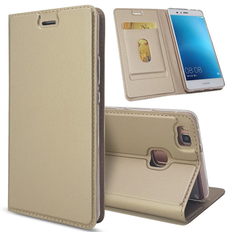 Magnetic Attraction Card Holder Leather Phone Shell for Huawei P9 Lite / G9 Lite