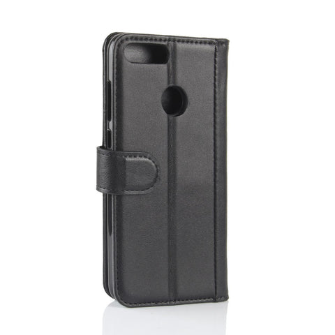 For Huawei P Smart / Enjoy 7S Phone Cases Genuine Split Leather Wallet Mobile Cover Stand
