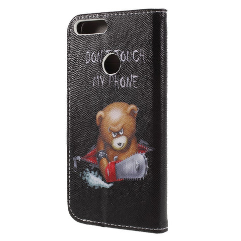 Pattern Printing Cross Texture Stand Wallet Leather Case for Huawei P Smart / Enjoy 7S