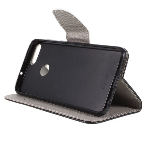 Pattern Printing Cross Texture Stand Wallet Leather Case for Huawei P Smart / Enjoy 7S