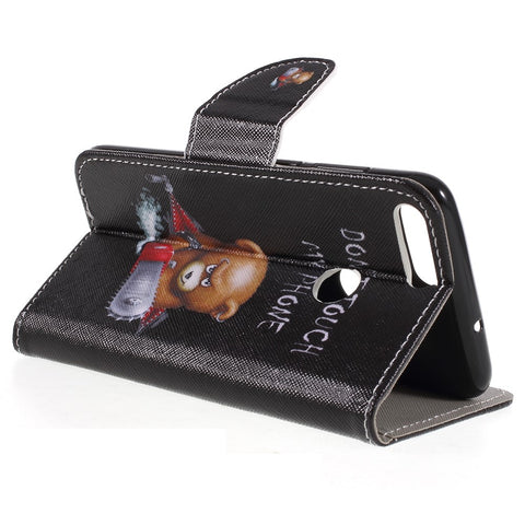Pattern Printing Cross Texture Stand Wallet Leather Case for Huawei P Smart / Enjoy 7S
