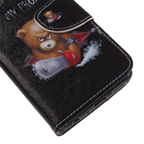 Pattern Printing Cross Texture Stand Wallet Leather Case for Huawei P Smart / Enjoy 7S