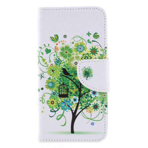 Pattern Printing Cross Texture Stand Wallet Leather Case for Huawei P Smart / Enjoy 7S