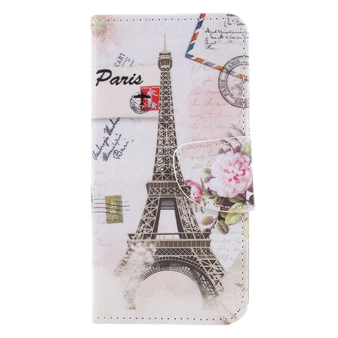 Pattern Printing Cross Texture Stand Wallet Leather Case for Huawei P Smart / Enjoy 7S