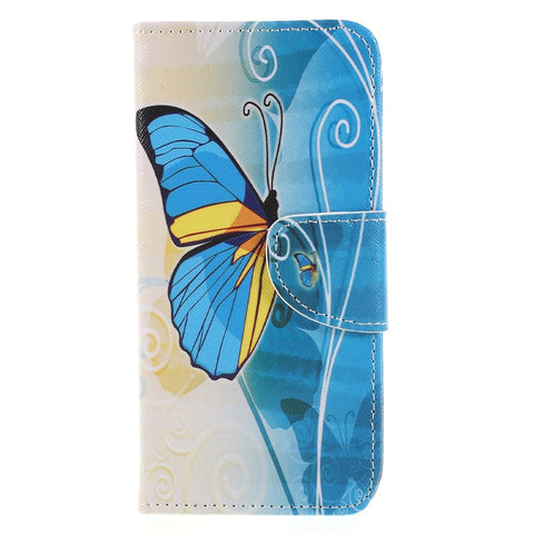 Pattern Printing Cross Texture Stand Wallet Leather Case for Huawei P Smart / Enjoy 7S