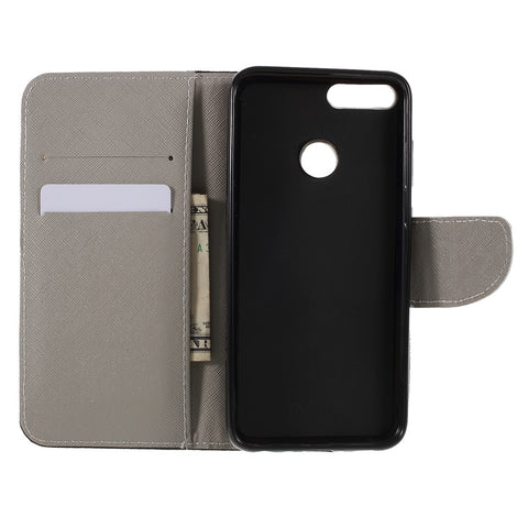 Cross Texture Pattern Printing Leather Wallet Folio Cover for Huawei Honor 9 Lite / Honor 9 Youth Edition