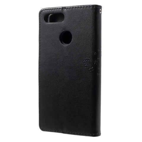 Imprint Tree Owl Pattern PU Leather Protection Cover Shell for Huawei P Smart / Enjoy 7S