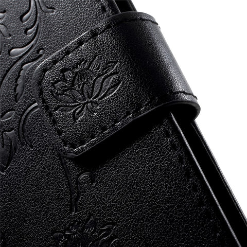 Imprint Butterfly Flower Wallet Stand Leather Phone Cover for Huawei P Smart / Enjoy 7S