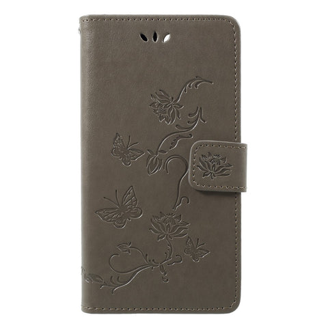 Imprint Butterfly Flower Wallet Leather Cell Phone Cover for Huawei Honor 9 Lite / Honor 9 Youth Edition