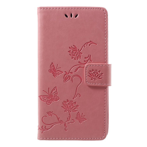 Imprint Butterfly Flower Wallet Leather Cell Phone Cover for Huawei Honor 9 Lite / Honor 9 Youth Edition
