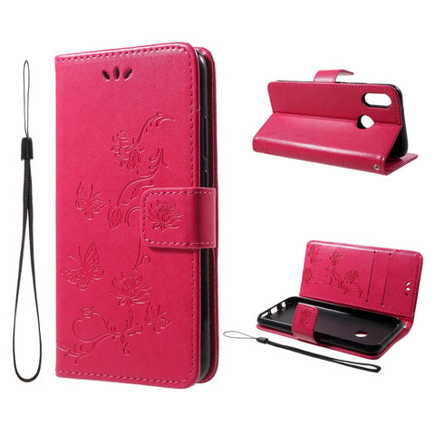 Imprint Butterfly Flower Wallet Leather Cover for Huawei P20 Lite / Nova 3e