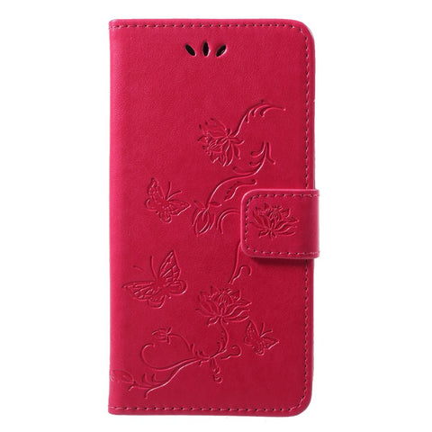 Imprint Butterfly Flower Wallet Leather Cover for Huawei P20 Lite / Nova 3e