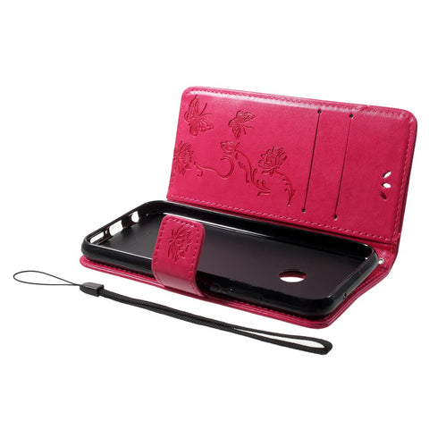 Imprint Butterfly Flower Wallet Leather Cover for Huawei P20 Lite / Nova 3e