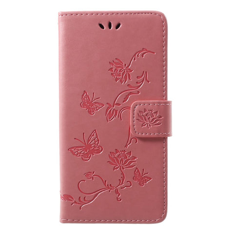 Imprint Butterfly Flower Wallet Leather Cover for Huawei P20 Lite / Nova 3e