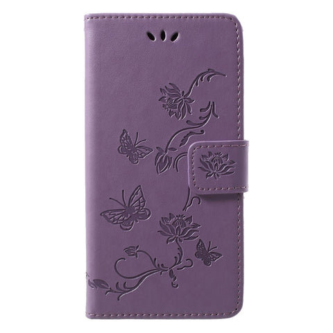 Imprint Butterfly Flower Wallet Leather Cover for Huawei P20 Lite / Nova 3e