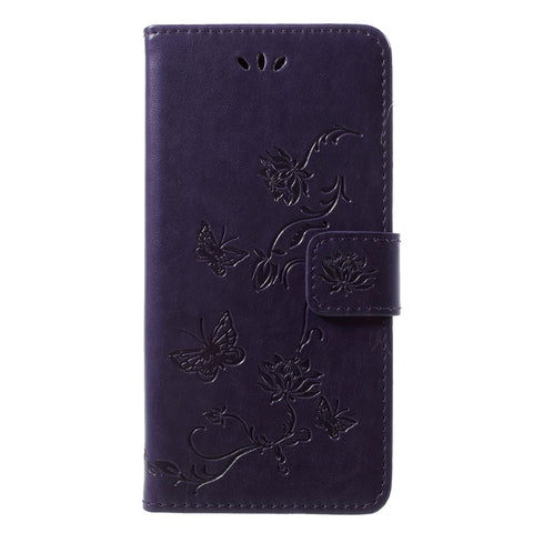Imprint Butterfly Flower Wallet Leather Cover for Huawei P20 Lite / Nova 3e