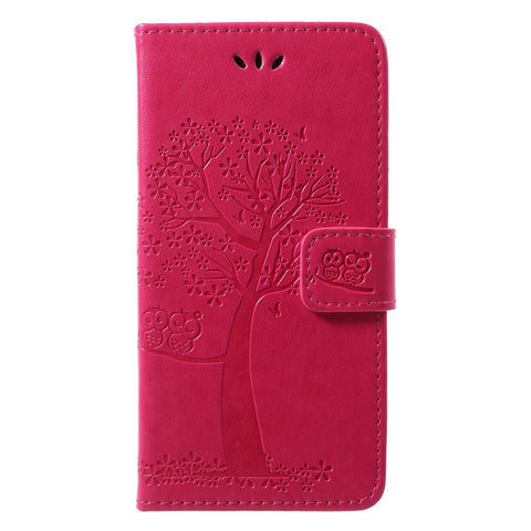 Imprint Tree Owl Pattern PU Leather Wallet Stand Phone Shell for Huawei P20 Lite / Nova 3e