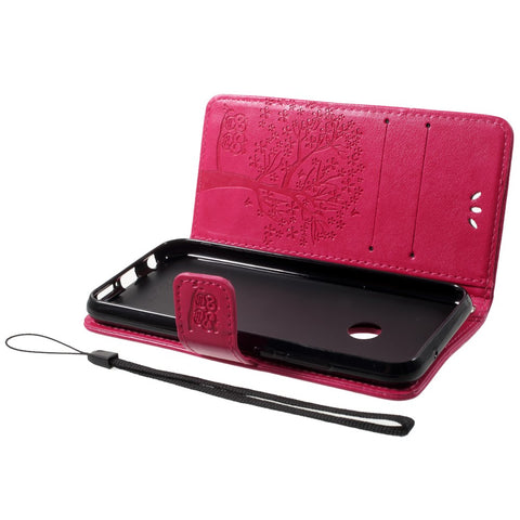 Imprint Tree Owl Pattern PU Leather Wallet Stand Phone Shell for Huawei P20 Lite / Nova 3e