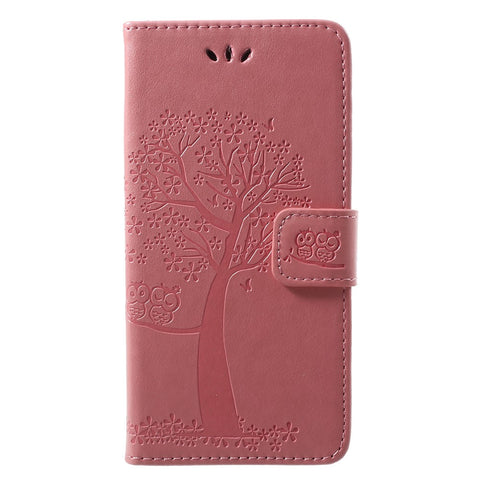 Imprint Tree Owl Pattern PU Leather Wallet Stand Phone Shell for Huawei P20 Lite / Nova 3e