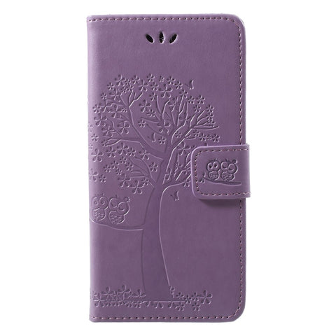 Imprint Tree Owl Pattern PU Leather Wallet Stand Phone Shell for Huawei P20 Lite / Nova 3e