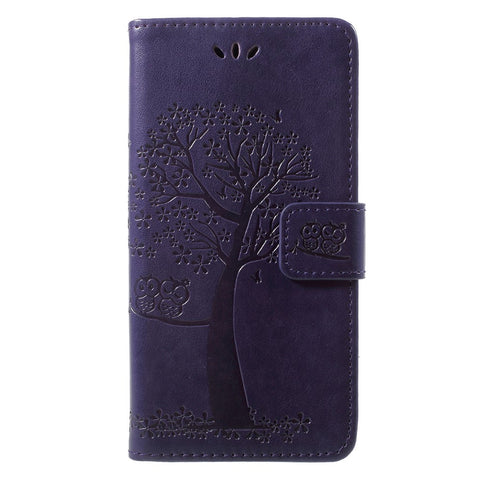 Imprint Tree Owl Pattern PU Leather Wallet Stand Phone Shell for Huawei P20 Lite / Nova 3e
