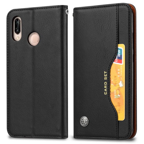 Auto-absorbed Leather Wallet Mobile Shell Case for Huawei P20 Lite / Nova 3e