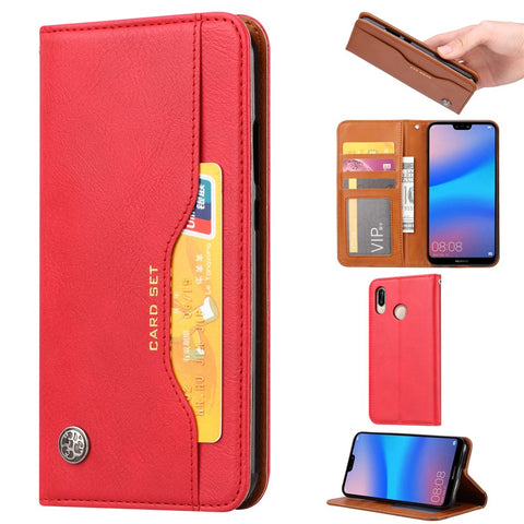 Auto-absorbed Leather Wallet Mobile Shell Case for Huawei P20 Lite / Nova 3e
