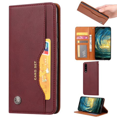 Auto-absorbed Leather Wallet Stand Case Accessory for Huawei P20