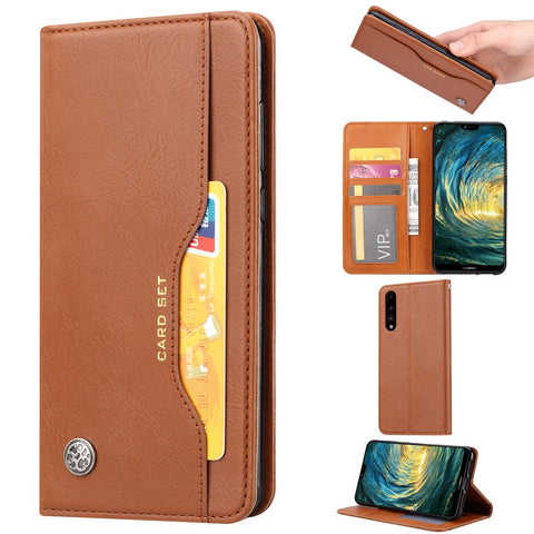 Auto-absorbed Leather Wallet Stand Case Accessory for Huawei P20