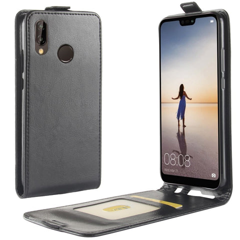 Crazy Horse Crazy Horse Vertical Leather Card Holder Shell Case for Huawei P20 Lite / Nova 3e