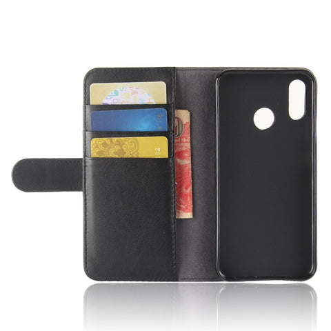 Genuine Split Leather Wallet Stand Case for Huawei P20 Lite / Nova 3e