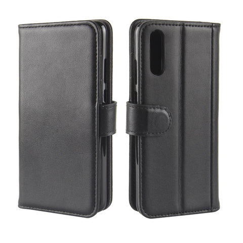 Genuine Split Leather Wallet Stand Case for Huawei P20