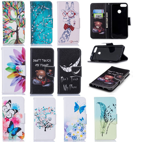 Pattern Printing PU Leather Wallet Stand Protective Shell for Huawei P Smart / Enjoy 7S