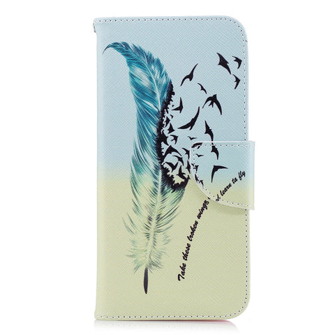 Pattern Printing PU Leather Wallet Stand Protective Shell for Huawei P Smart / Enjoy 7S