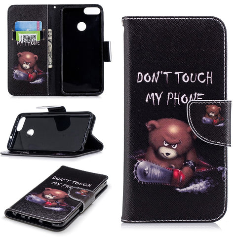 Pattern Printing PU Leather Wallet Stand Protective Shell for Huawei P Smart / Enjoy 7S