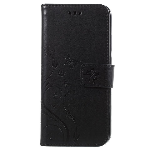 Imprint Flower Butterfly Pattern Wallet Leather Mobile Phone Casing for Huawei P20 Lite/Nova 3e