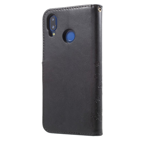 Imprint Flower Butterfly Pattern Wallet Leather Mobile Phone Casing for Huawei P20 Lite/Nova 3e