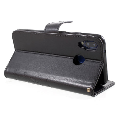 Imprint Flower Butterfly Pattern Wallet Leather Mobile Phone Casing for Huawei P20 Lite/Nova 3e