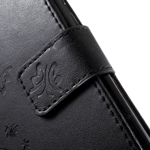Imprint Flower Butterfly Pattern Wallet Leather Mobile Phone Casing for Huawei P20 Lite/Nova 3e