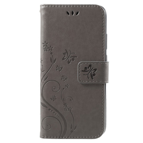 Imprint Flower Butterfly Pattern Wallet Leather Mobile Phone Casing for Huawei P20 Lite/Nova 3e