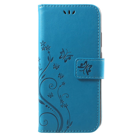 Imprint Flower Butterfly Pattern Wallet Leather Mobile Phone Casing for Huawei P20 Lite/Nova 3e
