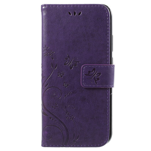 Imprint Flower Butterfly Pattern Wallet Leather Mobile Phone Casing for Huawei P20 Lite/Nova 3e