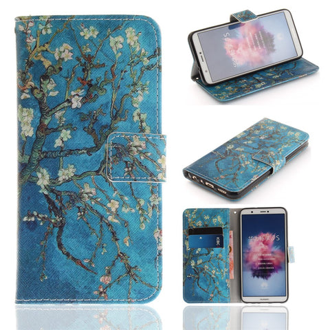 Patterned Wallet Stand PU Leather Shell for Huawei P Smart / Enjoy 7S